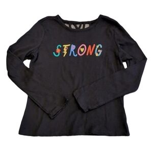 OLD NAVY Strong Long Sleeve Tshirt Strappy Black Girls Medium 8